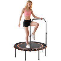 Trampolina fitness SPORTNOW składana Ø114 cm Mini trampoliny z 5 poziomami regulacji uchwytu, cicha gumowa lina, trampolina dla dorosłych Trampoliny do skakania wewnątrz i na zewnątrz Inna marka