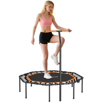 Trampolina fitness SPORTNOW składana Ø128 cm Mini trampoliny z 5-stopniową regulacją wysokości uchwytu, cicha gumowa lina, trampolina dla dorosłych, trampoliny do skakania wewnątrz i na zewnątrz Inna marka