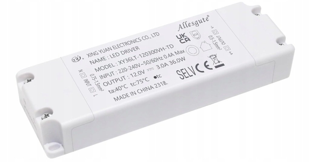 Transformator LED 36 W, 240 V do 12 V, 3 A Zasilacz Stałonapięciowy Do LED