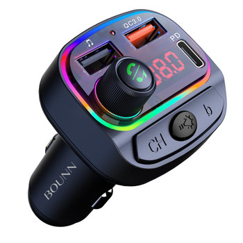 Transmiter FM Bounn + Ładowarka samochodowa QC3.0 zestaw głośnomówiący - Bounn