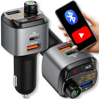 Transmiter Samochodowy Fm Bluetooth Zestaw Głośno Mówiący Ładowarka Qc 3.0