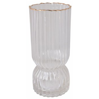 Transparentny, szklany wazon ze złotym rantem Potiri 24 cm - Duwen