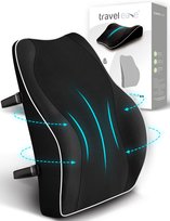 Travel Ease Ergonomiczna Poduszka Lędźwiowa Podparcie Pleców Z Pianki Zapamiętującej Kształt Do Fotela Samochodowego Krzesło Biurowe Oparcie Z Antystatyczną Osłoną I Regulowanymi Paskami Czarny