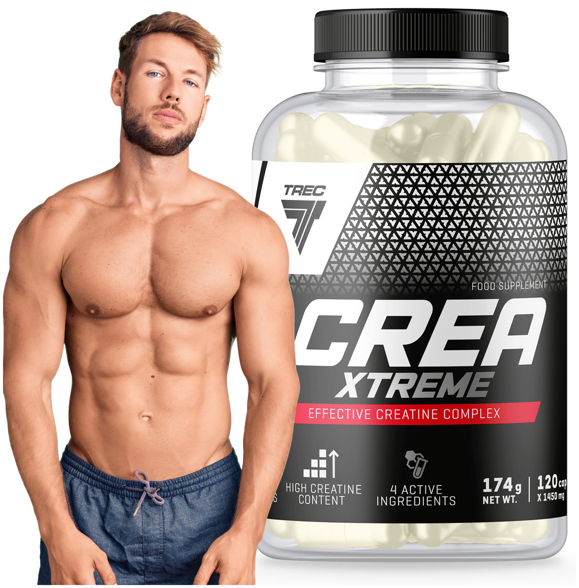 TREC CREA XTREME EFEKTYWNY KOMPLEKS KREATYNOWY MONOHYDRAT KREATYNA CREATINE|120 kaps.