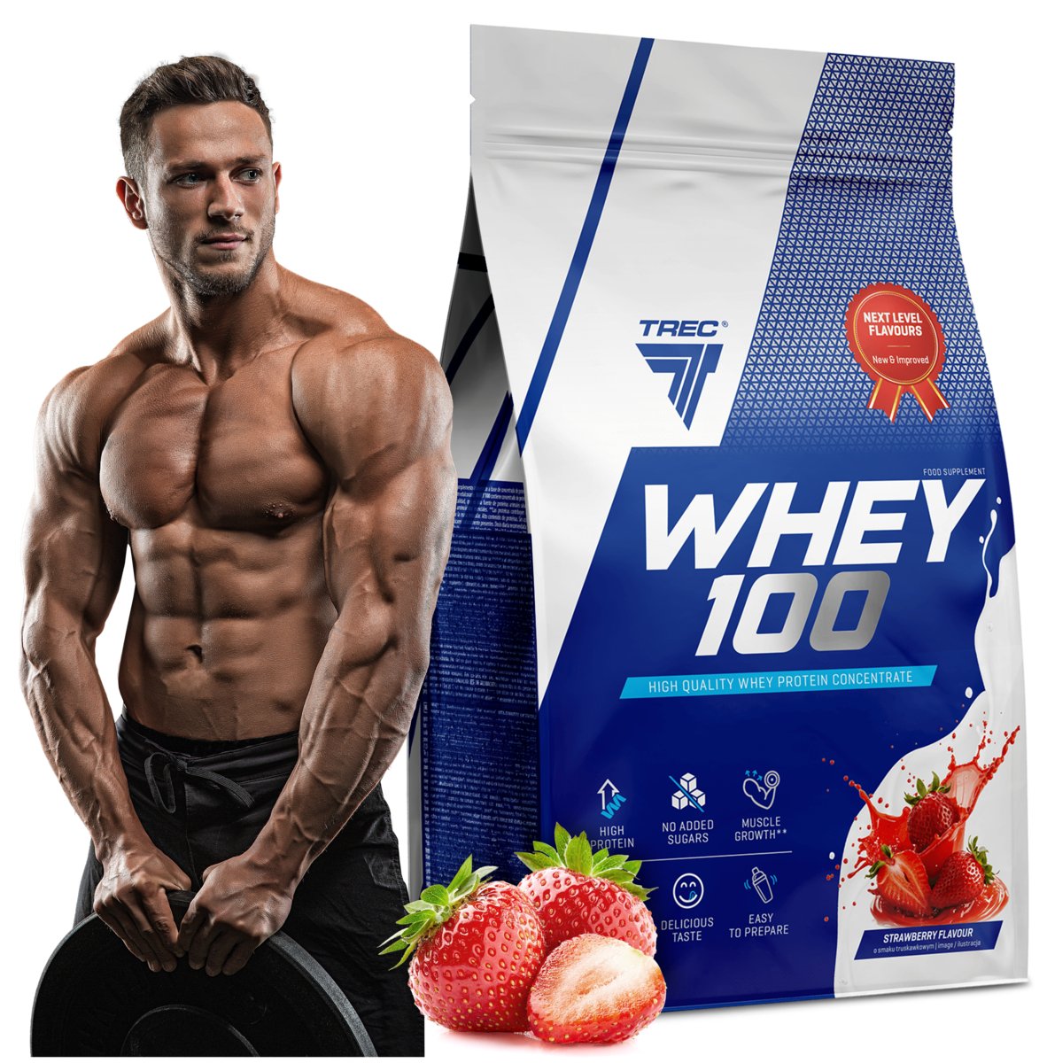 TREC PYSZNE BIAŁKO WPC Trec Whey 100 900g PROTEINY NA MASĘ MIĘŚNIE DO TRENINGU BIAŁKO SERWATKI
