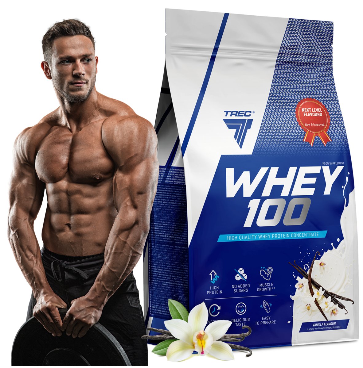 TREC Pyszne Białko Wpc Whey 100 900G Proteiny Na Masę Mięśnie Do Treningu Koncentrat Białka Serwatki