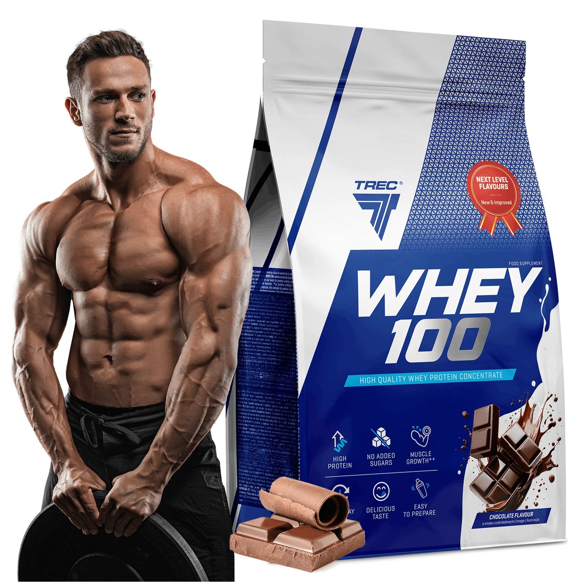 Trec Whey 100 900G Białko Wpc Pyszne Proteiny Na Masę Mięśnie Do Treningu