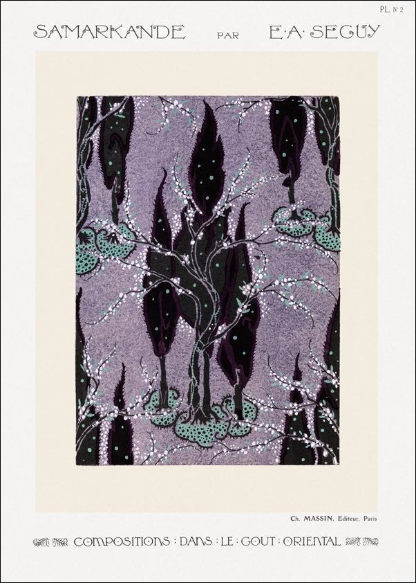 Tree pochoir pattern in oriental style, E. A. Ségu - Inna marka | Sklep ...