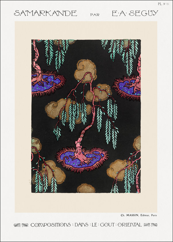 Tree pochoir pattern in oriental style, E. A. Ségu - Inna marka | Sklep ...
