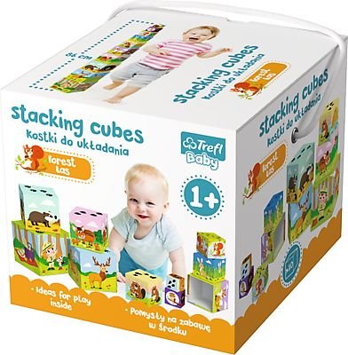 TREFL Kostki w LESIE do UKŁADANIA Piramidka WIEŻA Baby Cubes 10 elementów-Zdjęcie-0