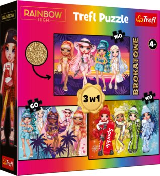 Trefl, Puzzle 3w1 Rainbow High, 160 el. - Rainbow High