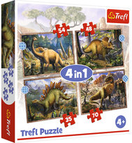 Trefl, Puzzle 4w1, Ciekawe Dinozaury, 35/48/54/70 el. Trefl