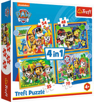 Trefl, puzzle 4w1 Psi Patrol, Wakacyjny Psi Patrol, 35/48/54/70 el. Trefl
