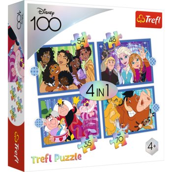 Trefl, Puzzle 4w1, Wesoły świat Disneya; 35-48-54-70 el. - Trefl