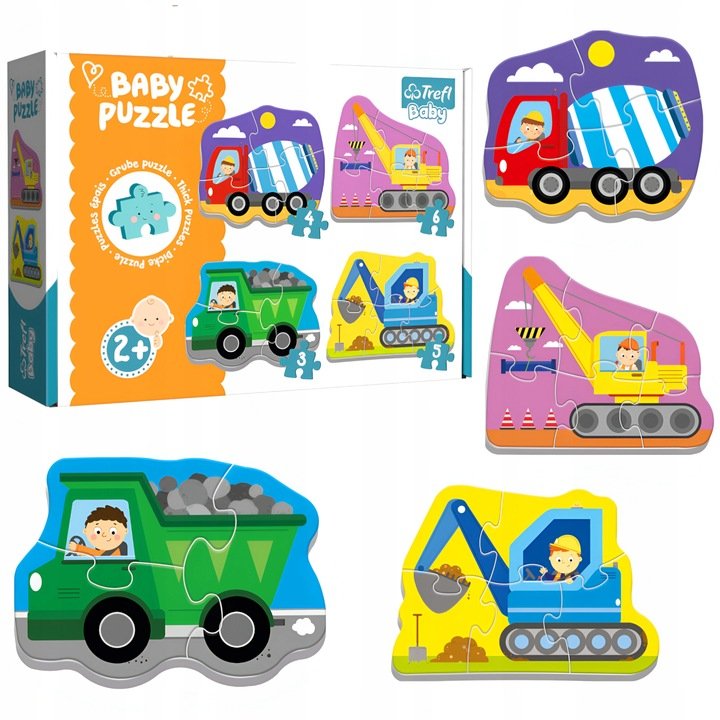 Trefl, puzzle, Baby Classic, Pojazdy na budowie, 3/4/5/6 el.
