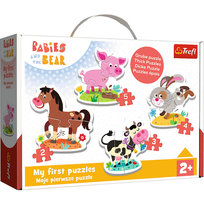 Trefl, puzzle, Baby My first puzzles, Bobaski i Miś na farmie, 2/3/4/5 el. Trefl