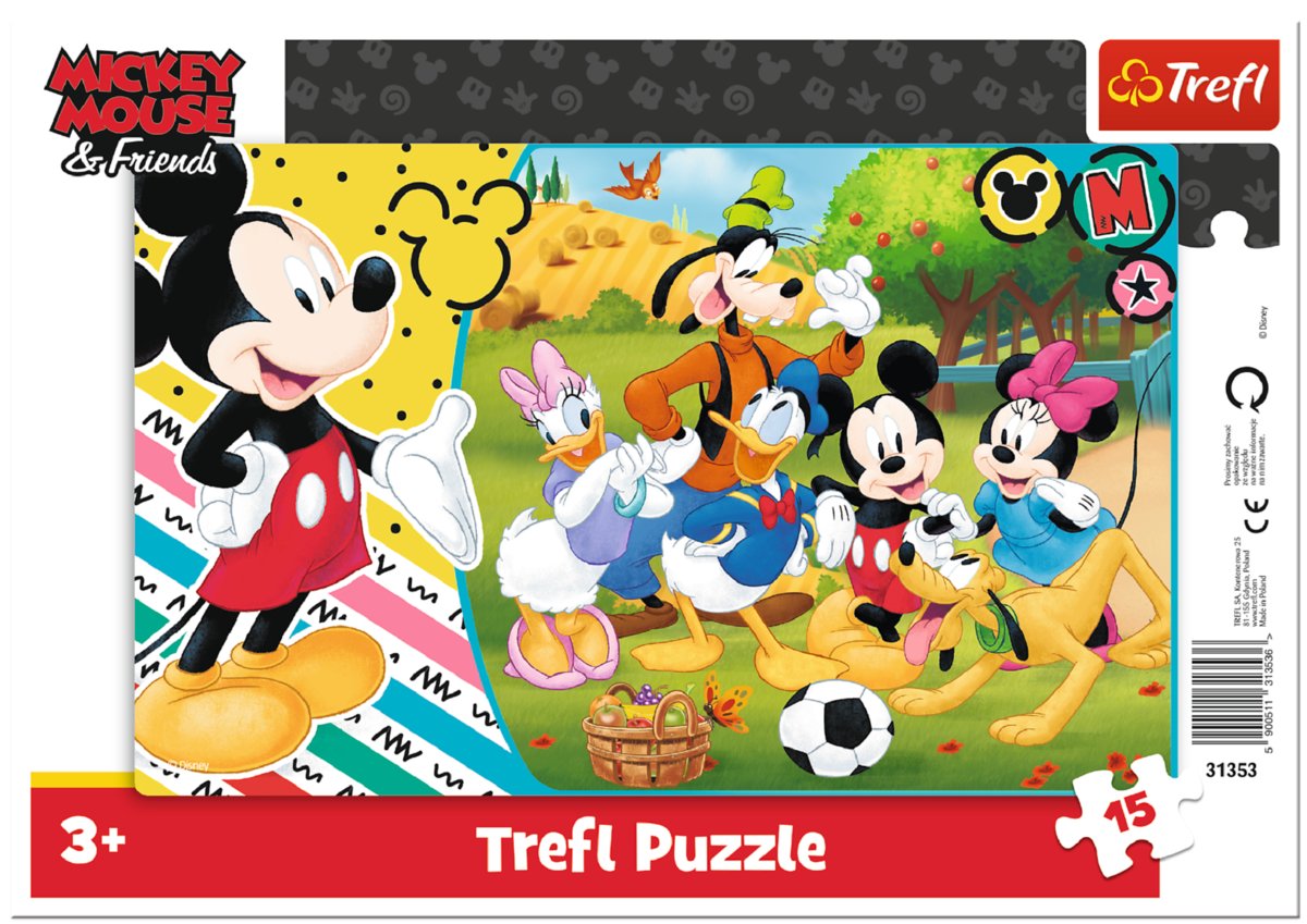 Фото - Пазли й мозаїки Trefl , puzzle, bajki, Disney, Myszka Miki i Przyjaciele, Mickey na wsi, 15 