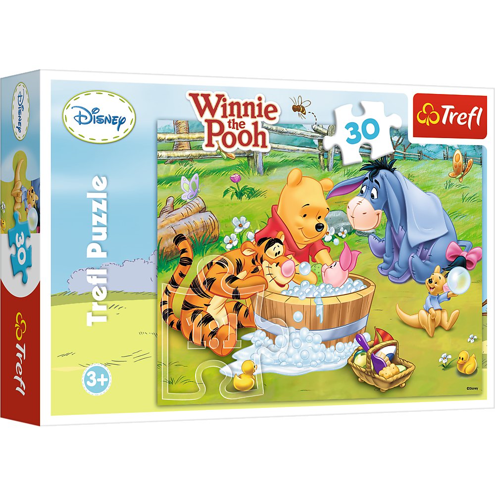 Trefl, puzzle, Disney, Kubuś Puchatek i Przyjaciele, Kąpiel Prosiaczka, 30 el.