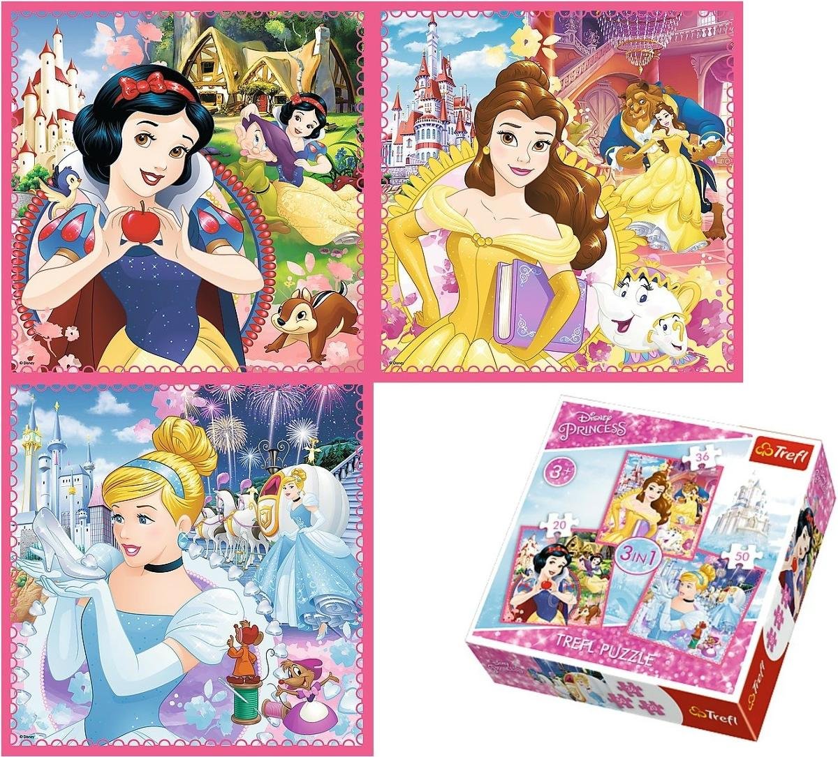 Trefl, puzzle, Disney, Zaczarowany świat księżniczek, 20/36/50 el.