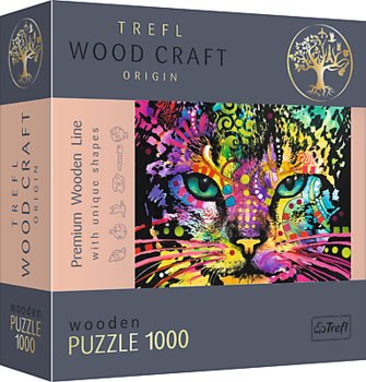 Trefl, puzzle drewniane, Wood Craft, Kolorowy kot, 1000 el. - Trefl