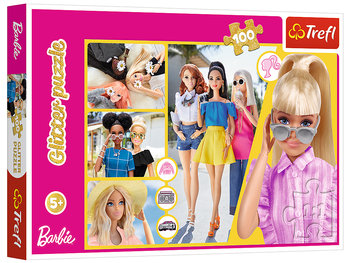 Trefl, Puzzle Glitter, brokatowa barbie, 100 el. - Trefl