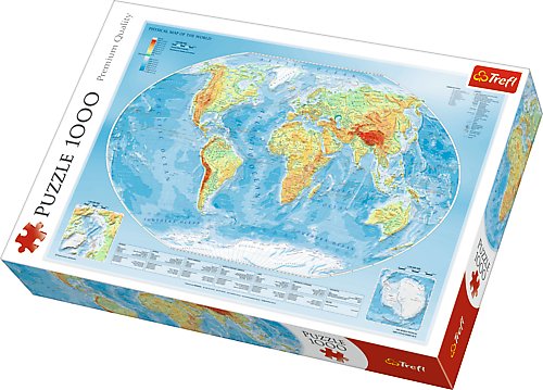 Trefl, puzzle, Mapa fizyczna świata, 1000 el.