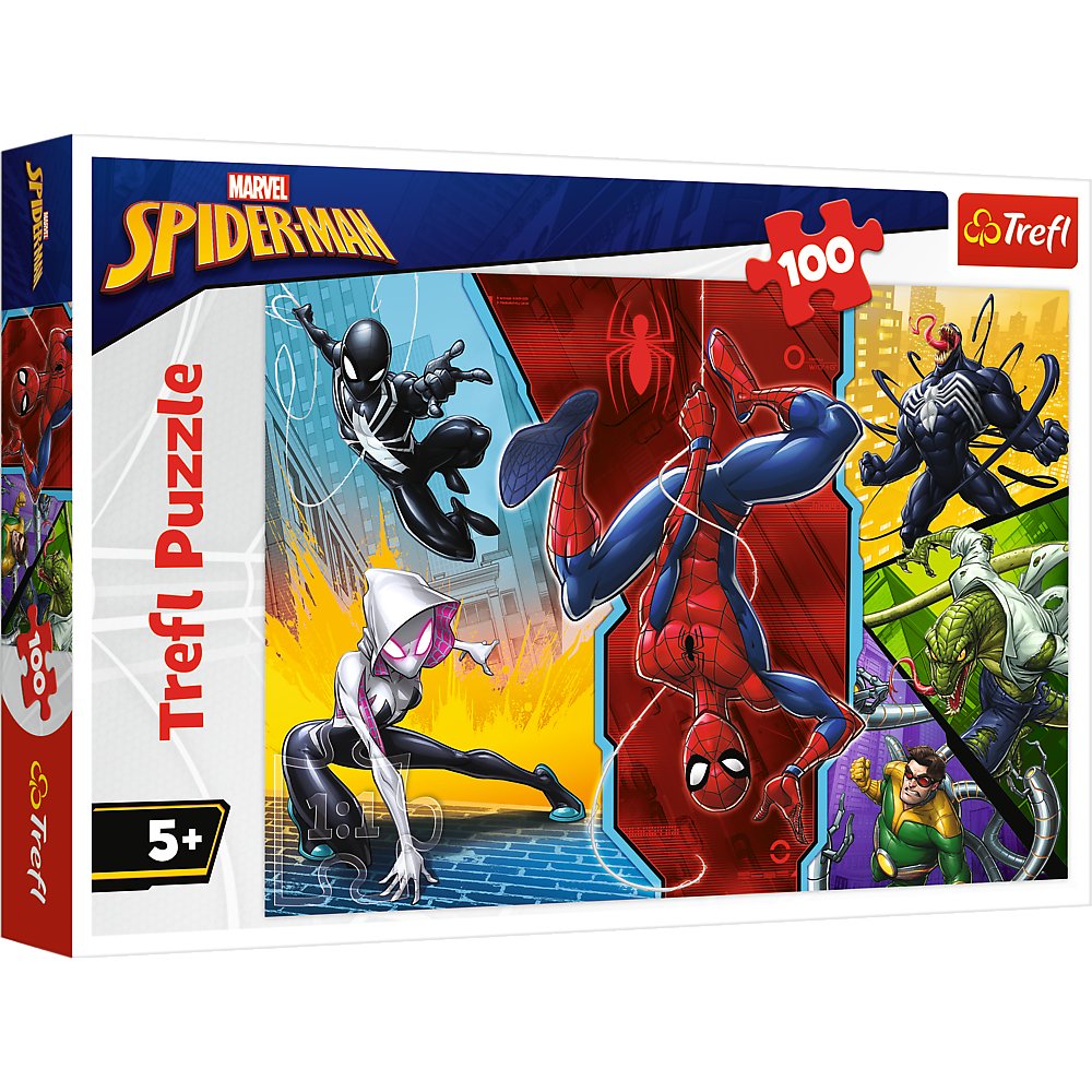 Trefl, puzzle, Marvel, Spider-Man, Do góry nogami, 100 el.