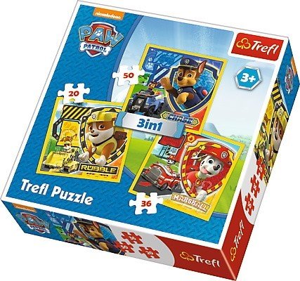 Trefl, puzzle, Psi Patrol, Marshall, Rubble i Chase, 20/36/50 el.