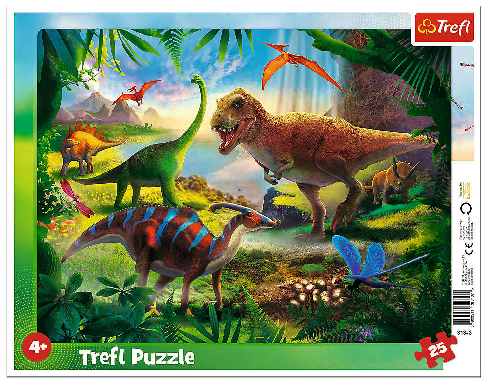 Trefl, puzzle, ramkowe, Dinozaury, 25 el.