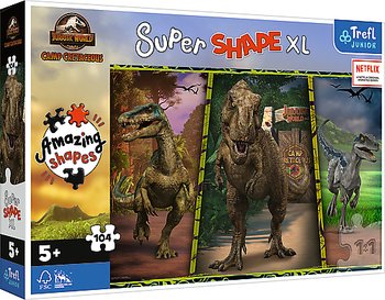 Trefl, puzzle, XL Super Shape, Kolorowe dinozaury, 104 el. - Trefl