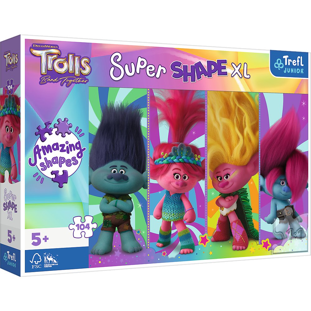 Trefl, Puzzle XL Super Shape, Zabawy z Trollami, 104 el. - Trefl ...