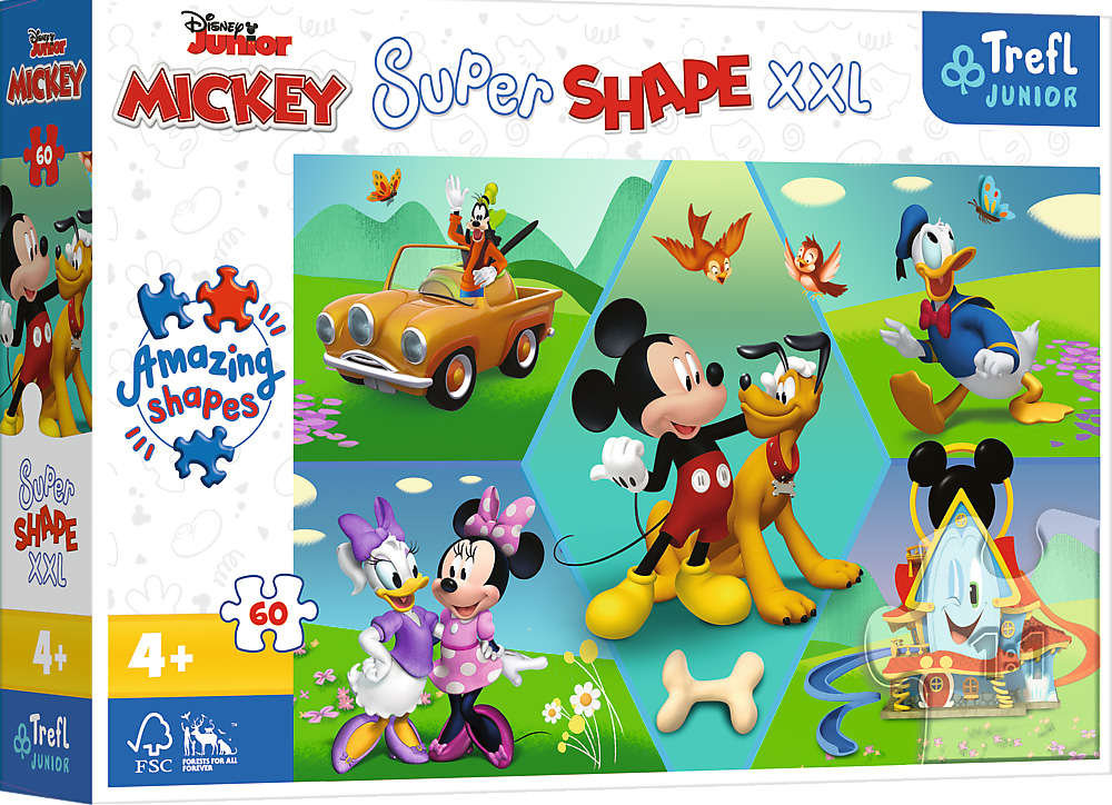 Trefl, puzzle, XXL Super Shape, Z Mikim zawsze jest wesoło!, 60 el ...
