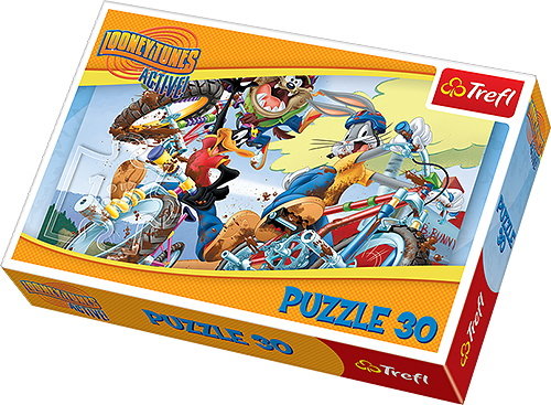 Trefl, puzzle, Zwariowane Melodie, Rajd rowerowy, 30 el.