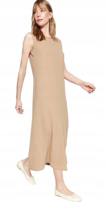 Trendyol TRENDYOL BEŻOWA I CZARNA PROSTA SUKIENKA NA RAMIĄCZKACH MIDI 2PAK 42 5BA