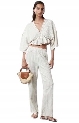 Trendyol TRENDYOL BEŻOWE SPODNIE CHINOS LUŹNE DŁUGIE Z PASKIEM 36 5AA