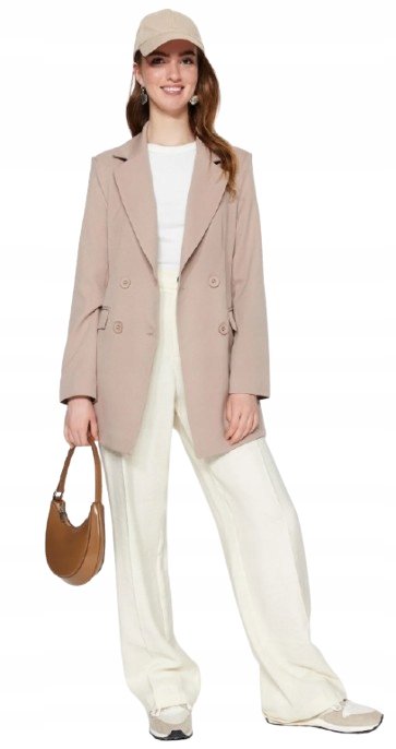 Trendyol TRENDYOL BEŻOWY DWURZĘDOWY ŻAKIET Z KLAPAMI DAMSKI 36 5_A