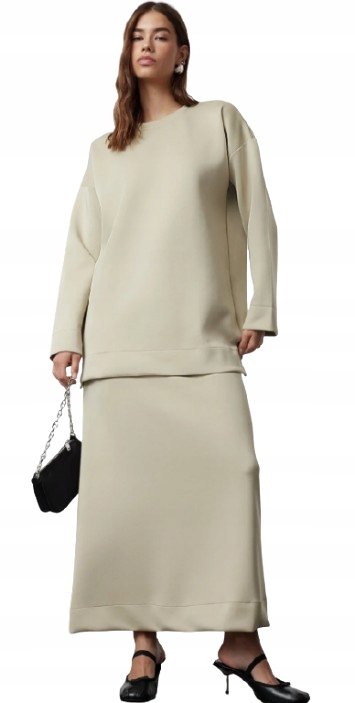 Trendyol TRENDYOL BEŻOWY KOMPLET Z DŁUGIM RĘKAWEM I ROZCIĘCIAMI 38 5AA