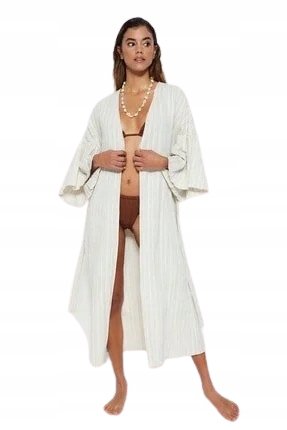 Trendyol TRENDYOL BIAŁA TUNIKA PLAŻOWA DŁUGA Z MARSZCZENIAMI 42 5BA