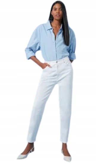 Trendyol TRENDYOL BIAŁE JEANSY MOM JEANS WYSOKI STAN ZAMEK 38 5BA