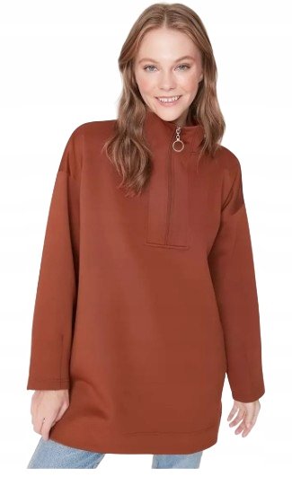 Trendyol TRENDYOL BLUZA BORDOWA ZAMEK STÓJKA PROSTY FASON 40 5AA