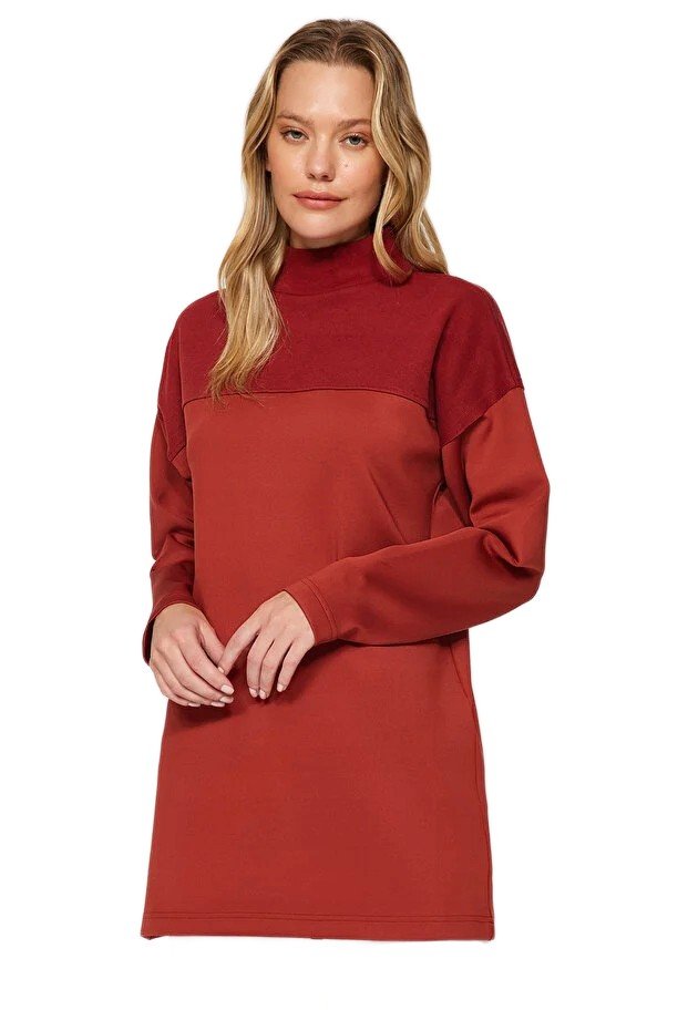 Trendyol TRENDYOL BLUZA DAMSKA Z GOLFEM W KOLORZE RUDYM DŁUGI RĘKAW S 5EA*