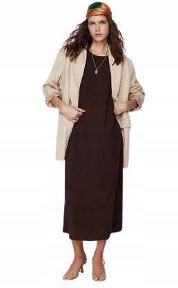 Trendyol TRENDYOL BRĄZOWA SUKIENKA MIDI PROSTA 38 5BA