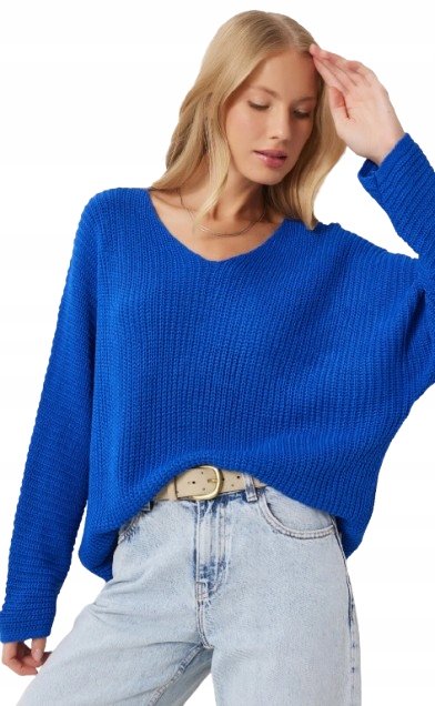 Trendyol TRENDYOL CHABROWY SWETER Z LUŹNYM FASONEM I DEKOLTEM V uniwersalny 5AA