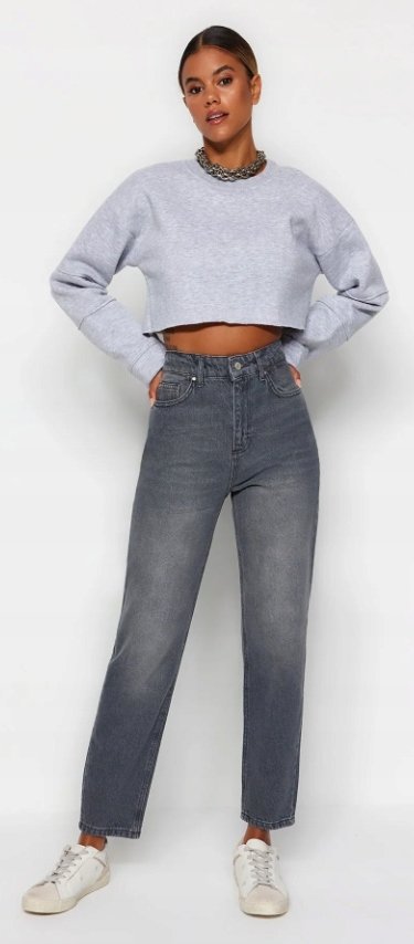 Inny producent TRENDYOL CIENIOWANE JEANSY MOM JEANS WYSOKI STAN BAWEŁNA 40 6FA
