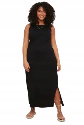 Trendyol TRENDYOL CZARNA BAWEŁNIANA SUKIENKA MIDI Z ROZCIĘCIEM 44 5AA