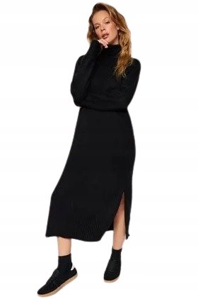 Trendyol TRENDYOL CZARNA DŁUGA SUKIENKA Z GOLFEM I ROZCIĘCIEM S 5AA