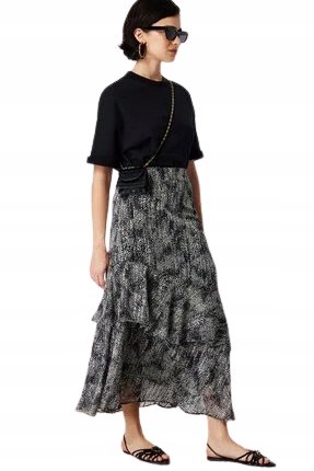 Trendyol TRENDYOL CZARNA MIDI ROZKLOSZOWANA SPÓDNICA Z FALBANAMI 40 5_A