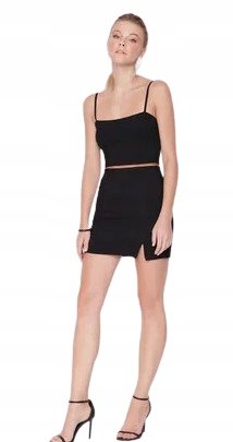 Trendyol TRENDYOL CZARNA OŁÓWKOWA SPÓDNICA Z ROZCIĘCIEM NA BOKU 42 5BA