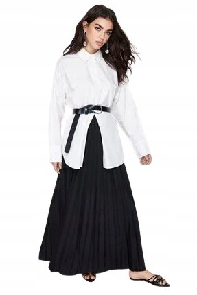 Trendyol TRENDYOL CZARNA PLISOWANA SPÓDNICA DŁUGA Z PODSZEWKĄ 36 5BA