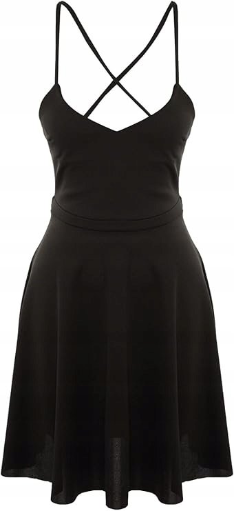 Trendyol TRENDYOL CZARNA ROZKLOSZOWANA SUKIENKA Z WIĄZANIEM NA PLECACH 40 5BA